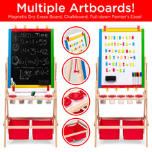 Load image into Gallery viewer, Kids Double-Sided Easel w/ Chalkboard, Whiteboard, Paper Roll, Art Supplies
