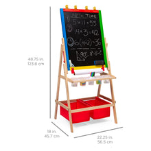 Load image into Gallery viewer, Kids Double-Sided Easel w/ Chalkboard, Whiteboard, Paper Roll, Art Supplies
