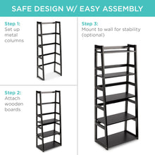Load image into Gallery viewer, 5-Tier Multipurpose Modern Ladder Slant Bookcase Storage Shelf
