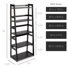 Load image into Gallery viewer, 5-Tier Multipurpose Modern Ladder Slant Bookcase Storage Shelf
