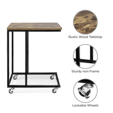 Load image into Gallery viewer, Rolling End Side C-Table for Laptop, Meals, Drinks, w/ Wheels
