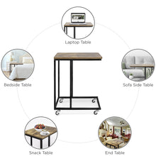 Load image into Gallery viewer, Rolling End Side C-Table for Laptop, Meals, Drinks, w/ Wheels
