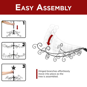 6ft Wrought Iron Ornament Display Christmas Tree w/ Easy Assembly, Stand