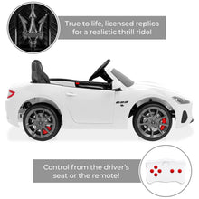 Load image into Gallery viewer, Kids 12V Licensed Maserati GranCabrio Ride On Car w/ Remote Control, AUX
