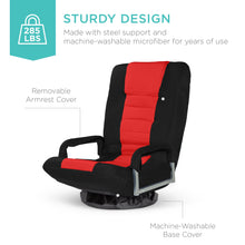 Load image into Gallery viewer, 360-Degree Swivel Gaming Floor Chair w/ Armrest Handles, Adjustable Backrest

