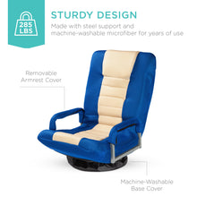 Load image into Gallery viewer, 360-Degree Swivel Gaming Floor Chair w/ Armrest Handles, Adjustable Backrest
