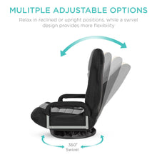 Load image into Gallery viewer, 360-Degree Swivel Gaming Floor Chair w/ Armrest Handles, Adjustable Backrest
