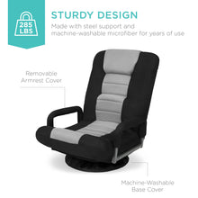 Load image into Gallery viewer, 360-Degree Swivel Gaming Floor Chair w/ Armrest Handles, Adjustable Backrest
