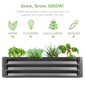 Outdoor Metal Raised Garden Bed for Vegetables, Flowers, Herbs - 6x3x1ft