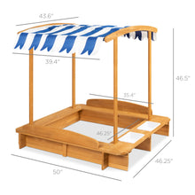 Load image into Gallery viewer, Wooden Cabana Sandbox w/ Benches, Canopy Shade, Sand Cover, 2 Buckets
