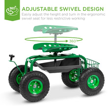 Load image into Gallery viewer, Rolling Garden Work Seat w/ Tool Tray and Basket - Green
