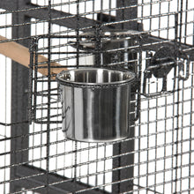 Load image into Gallery viewer, 68in Bird Cage w/ Long Wooden Perch, Play Area, and Rolling Wheels - Black
