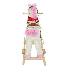 Load image into Gallery viewer, Kids Rocking Horse w/ Sounds, Saddle, Metal Stirrups, Bandanna - White
