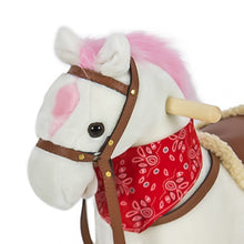Load image into Gallery viewer, Kids Rocking Horse w/ Sounds, Saddle, Metal Stirrups, Bandanna - White
